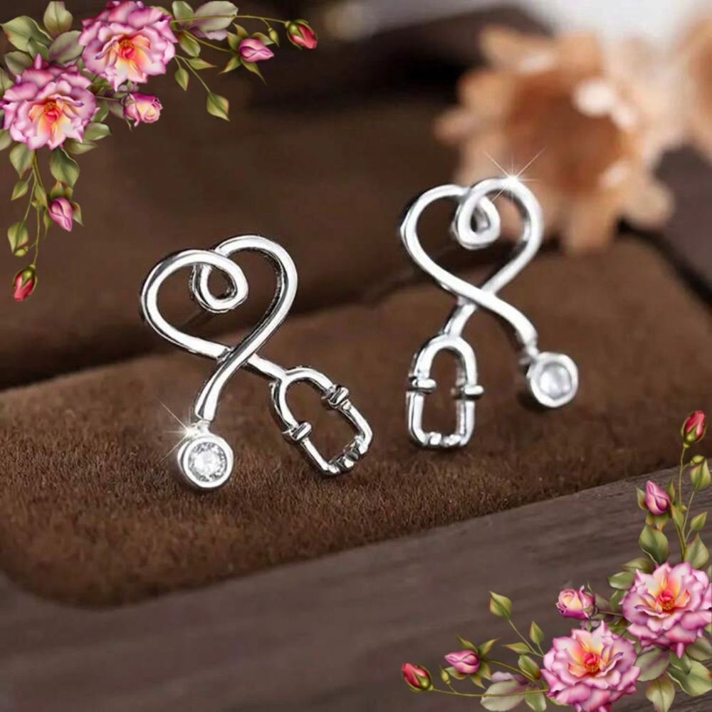 Sterling Silver S925 Stethoscope Drop Earrings
